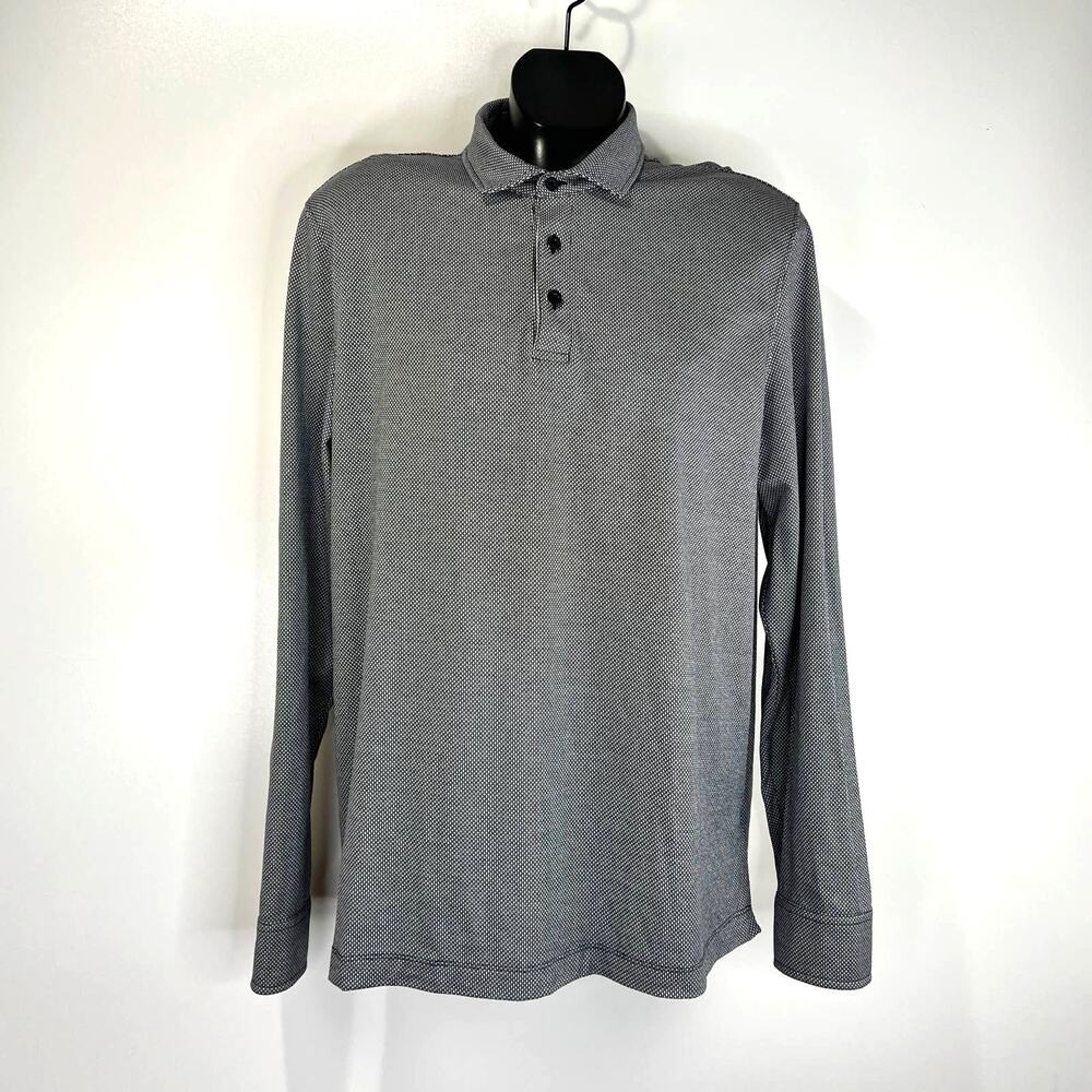 Untuckit Damaschino Diamond Birdseye Long Sleeve Polo Shirt 40775